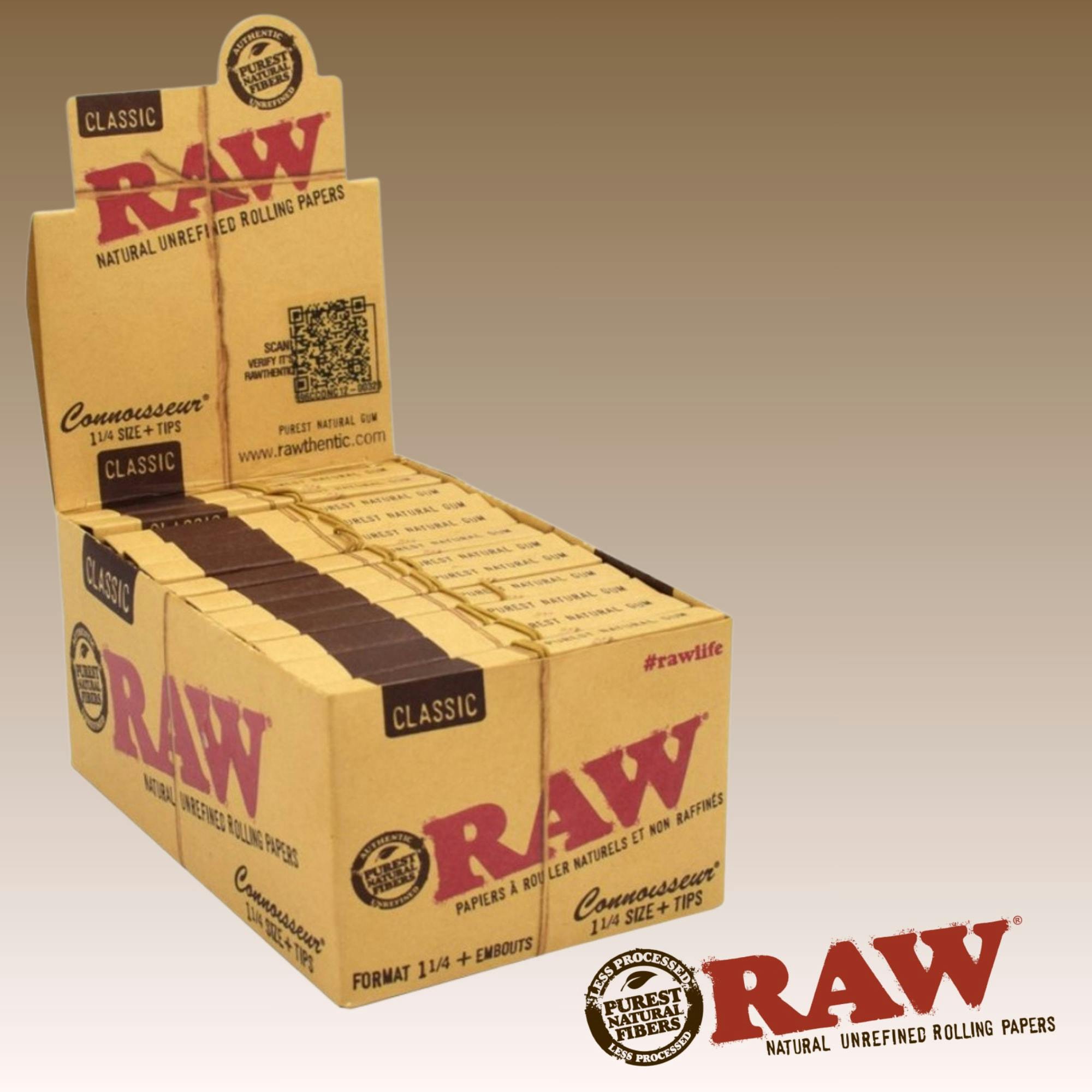Raw Classic Conniosseur Single Wide Papers with Tips