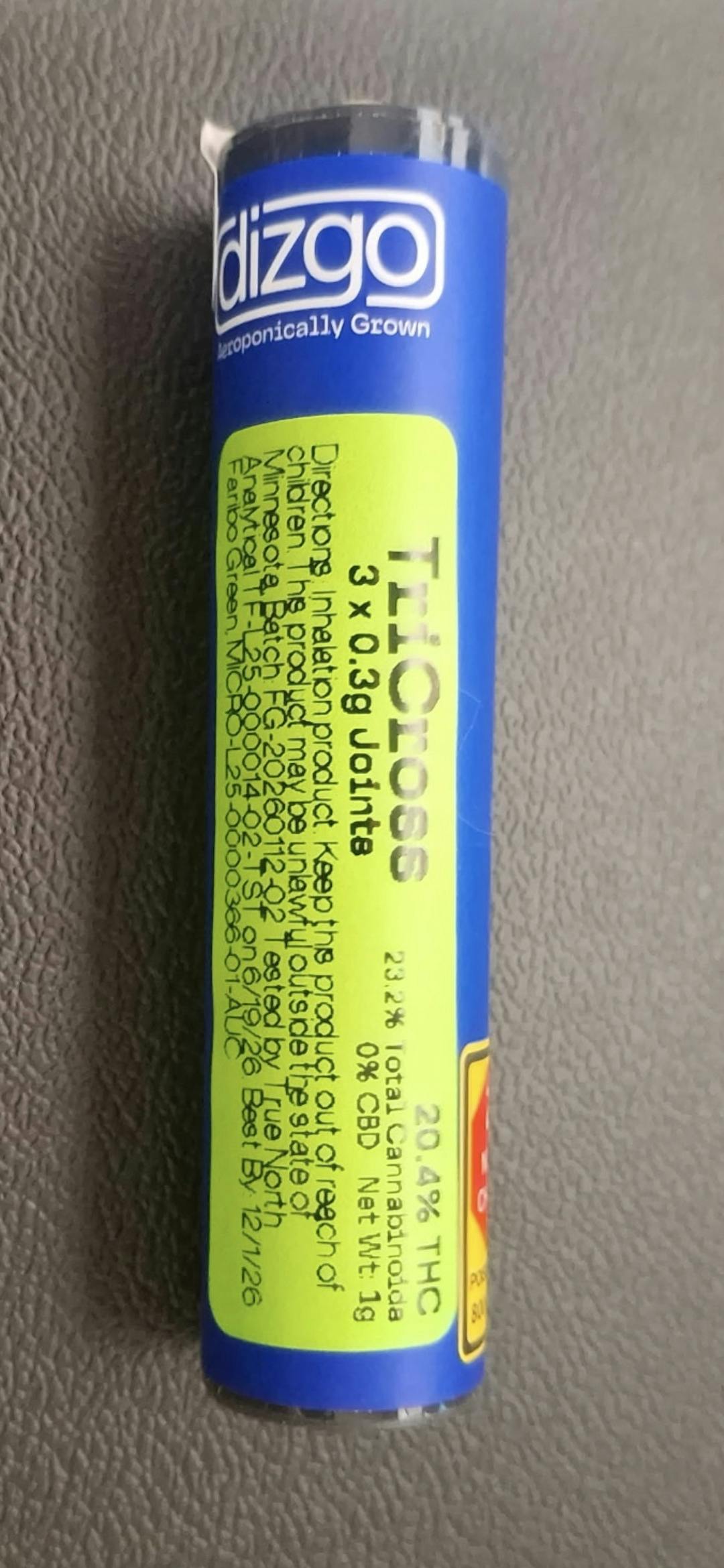 Dizgo Prerolls- Tricross .33g (3pack) at Northern Crown Cannabis