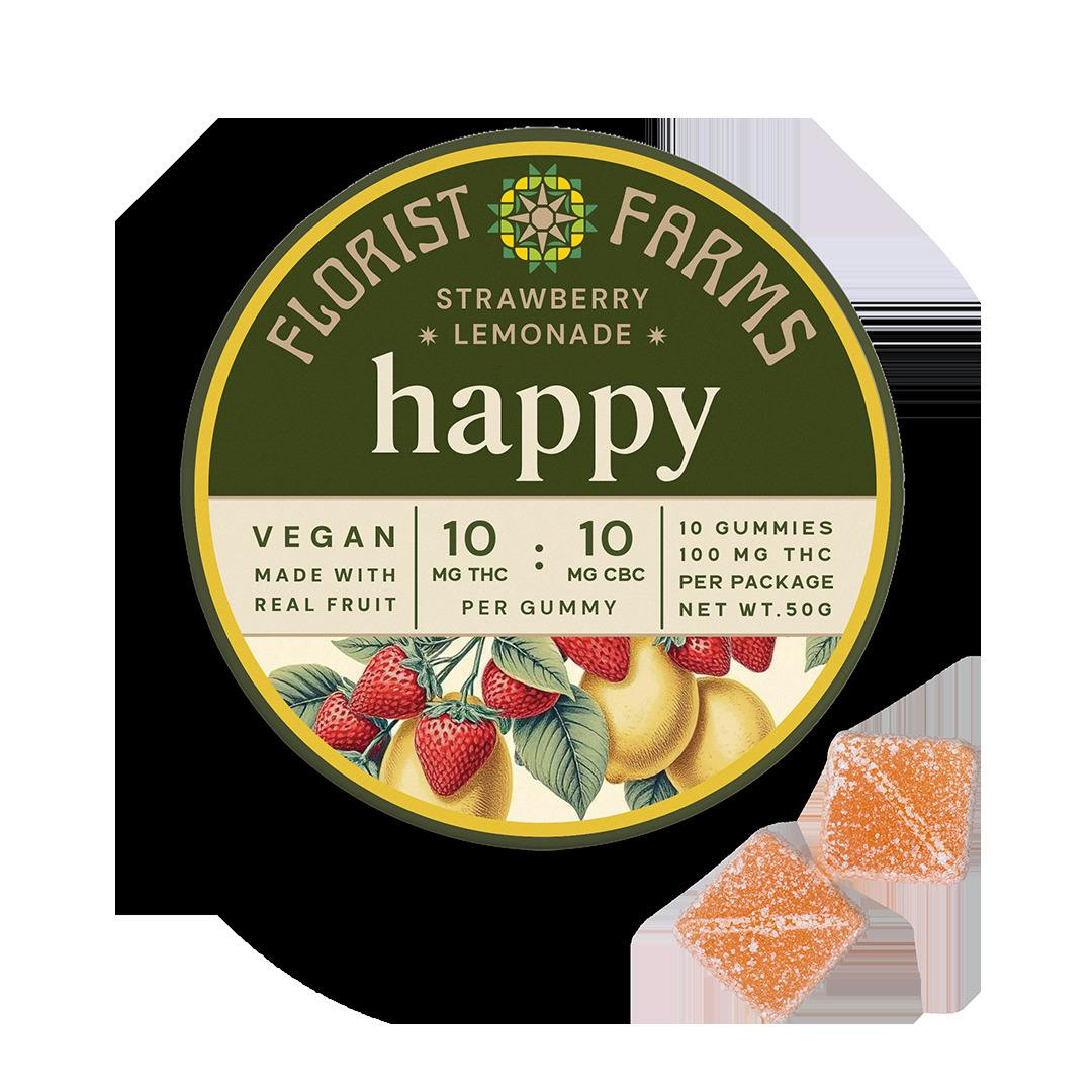 Florist Farms | Strawberry Lemonade Happy | THC:CBC Gummies | 10mg 10-pack at Corner House