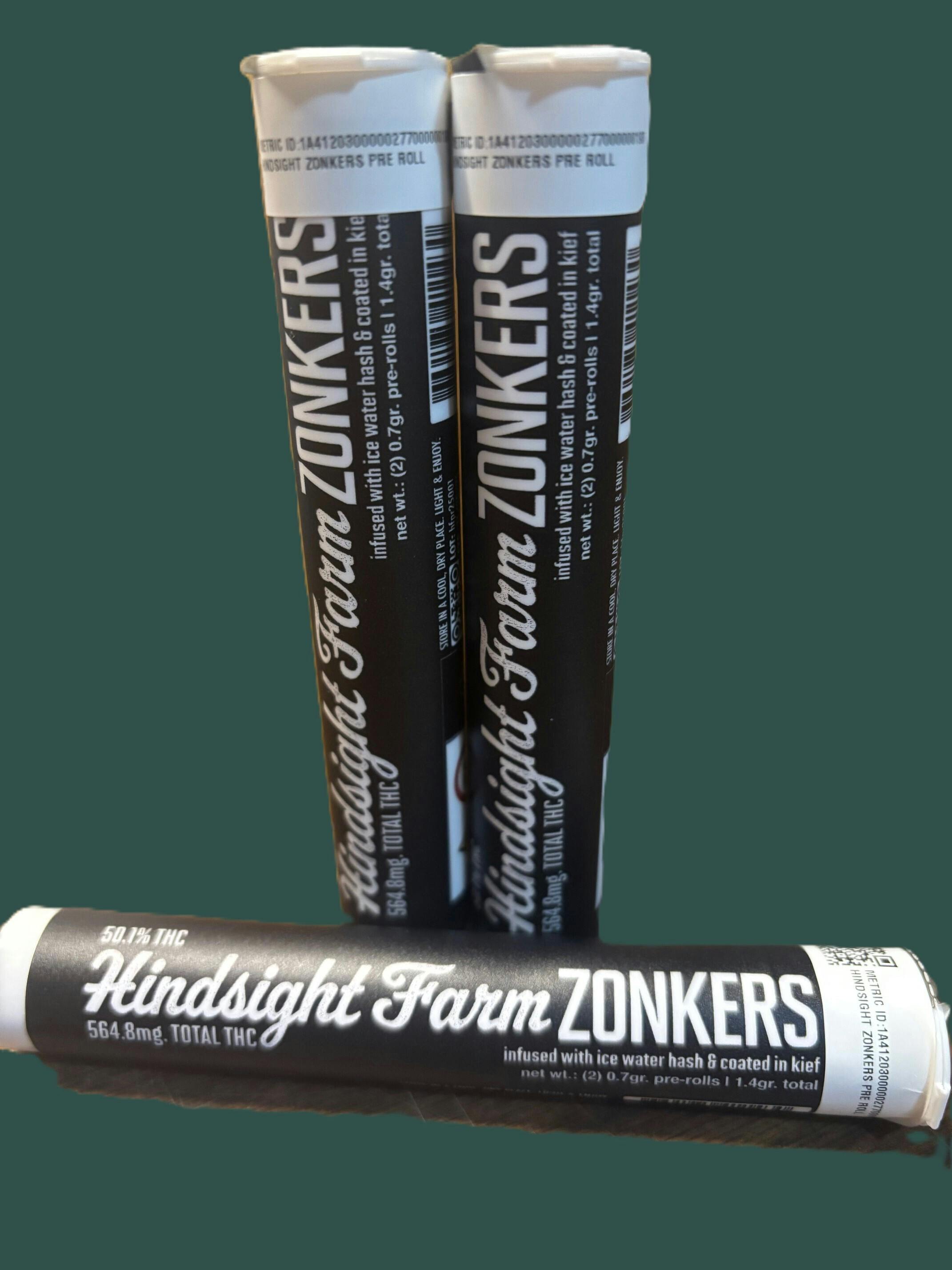 Hindsight Farm | Zonkers | Kief and Hash Infused Pre-Roll | .7g 2-pack at Corner House