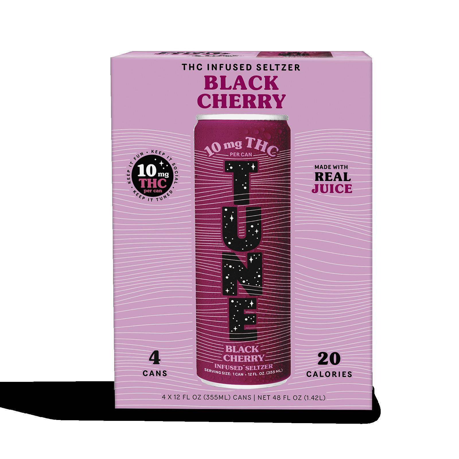 Tune | THC Seltzer | Black Cherry 4 pack | 10 mg per drink