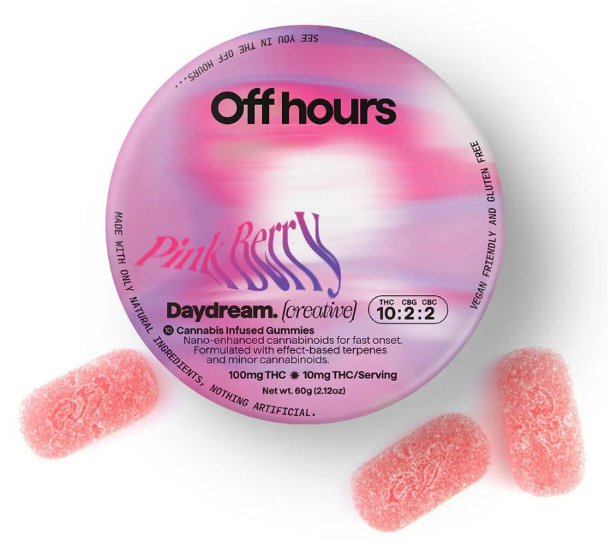 Off Hours | Daydream Pink Berry | THC:CBG:CBC Gummies | 10mg 10-count