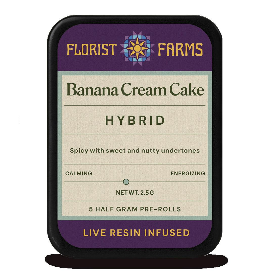Florist Farms | Banana Cream Cake | Resin Infused Pre-Rolls | .5g 5-pack