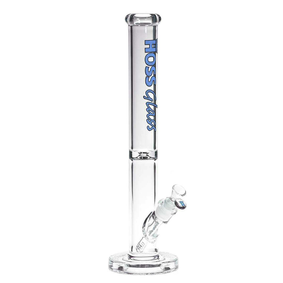 18" Straight Tube with Super Thick Embossed Base by Hoss Glass - Blue