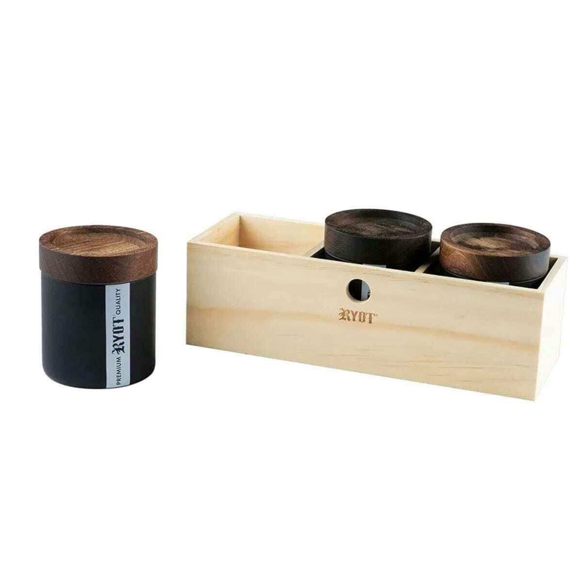 Black Jar & Walnut Tray Lids