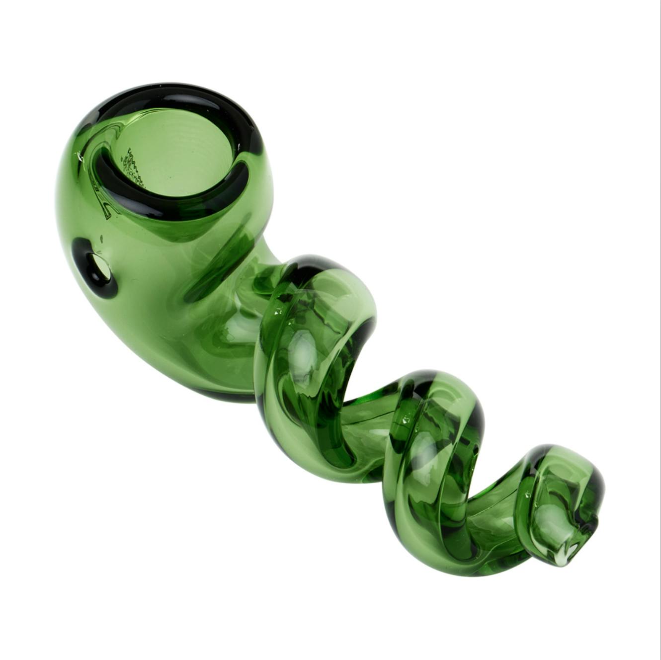 Corkscrew Green Glass Pipe