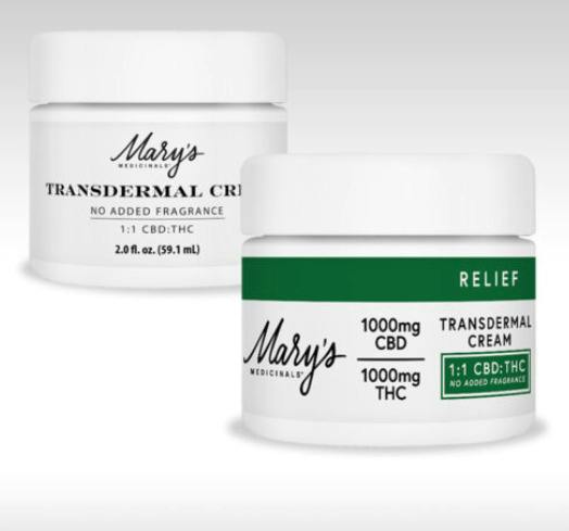 Mary's Medicinals: Topical | Transdermal Cream | Relief 1:1 | 1000mg THC : 1000mg CBD