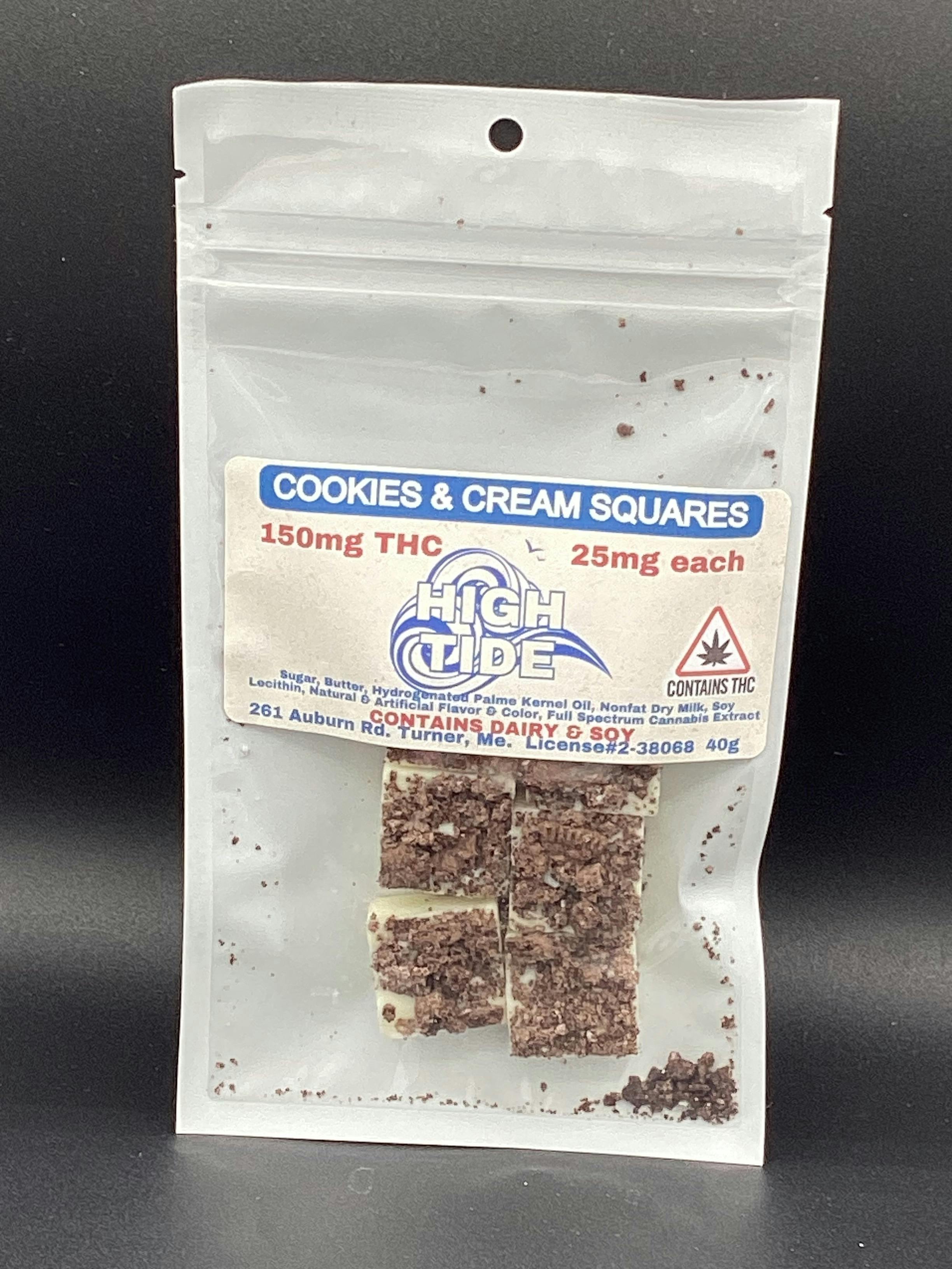High Tide- Cookies & Cream- White Chocolate- Squares- 150mg