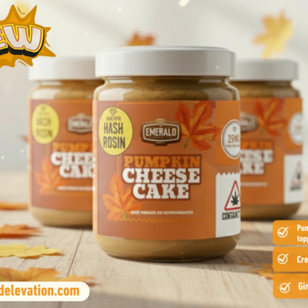 Emerald Elevation- Pumpkin- Mini Cheesecake- THC- 25mg at Vargas Farm