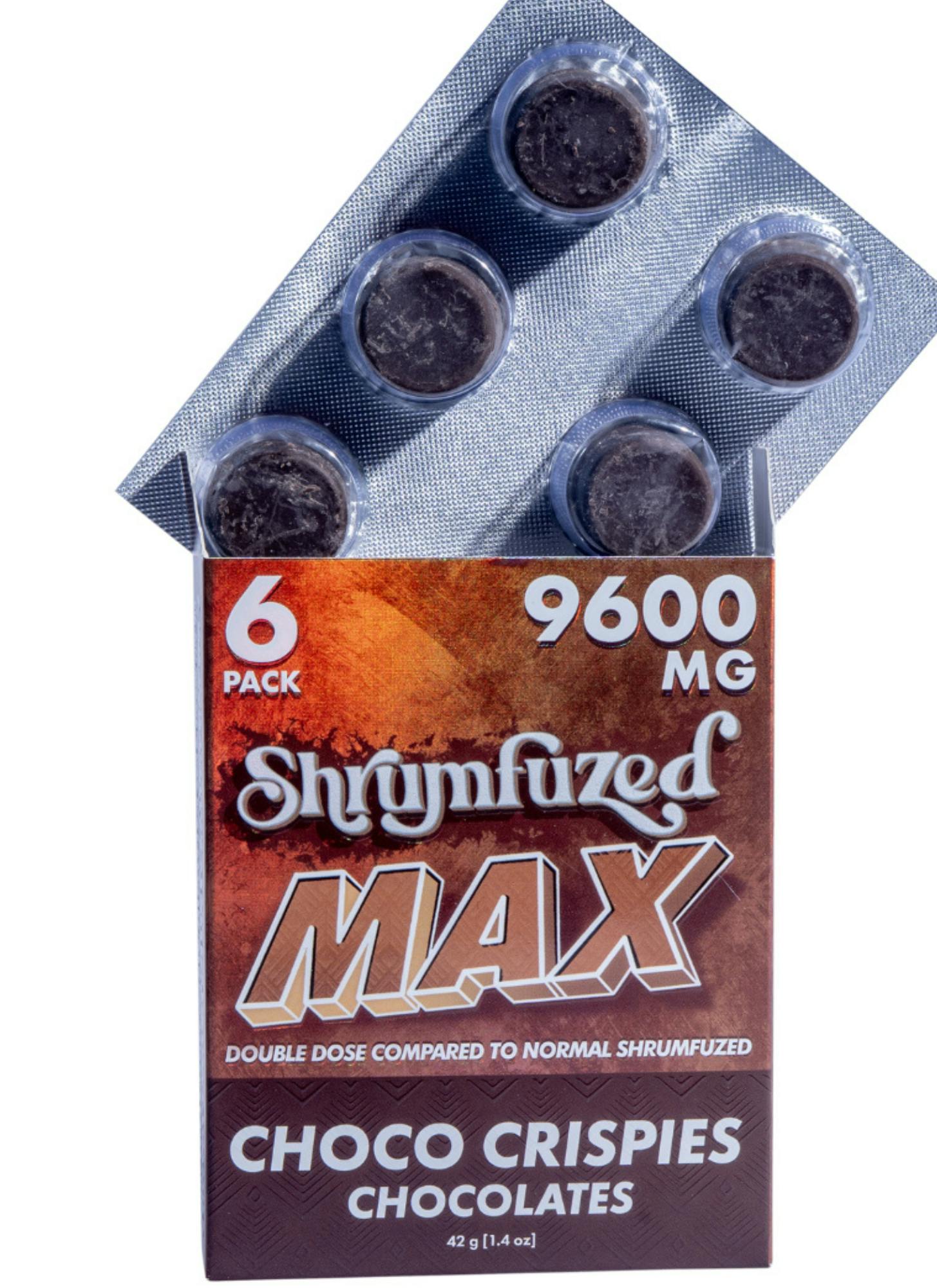 Marketing Wholesale- Choco Crispies- Shrumfuzed - MAX Mushroom Chocolate- 6ct- 1600mg