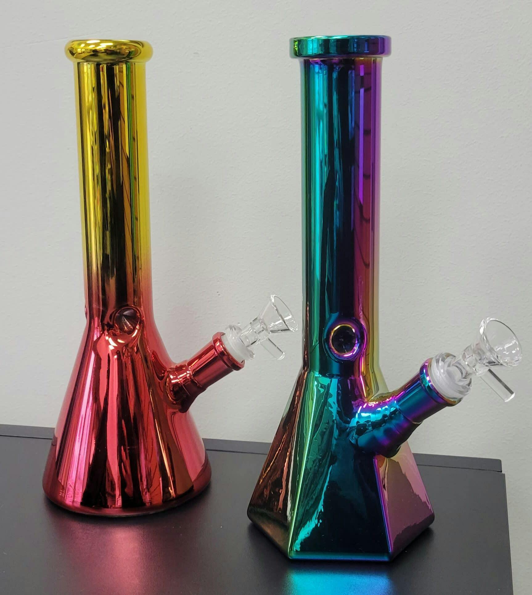 Metallic Wrap Glass Bong - Various Colours and Designs