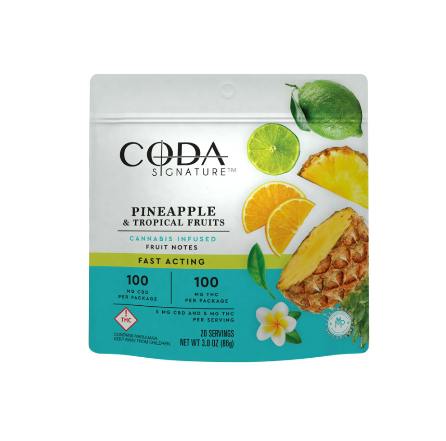 Coda-Gummies-Pineapple & Tropical Fruits 1:1 THC CBD