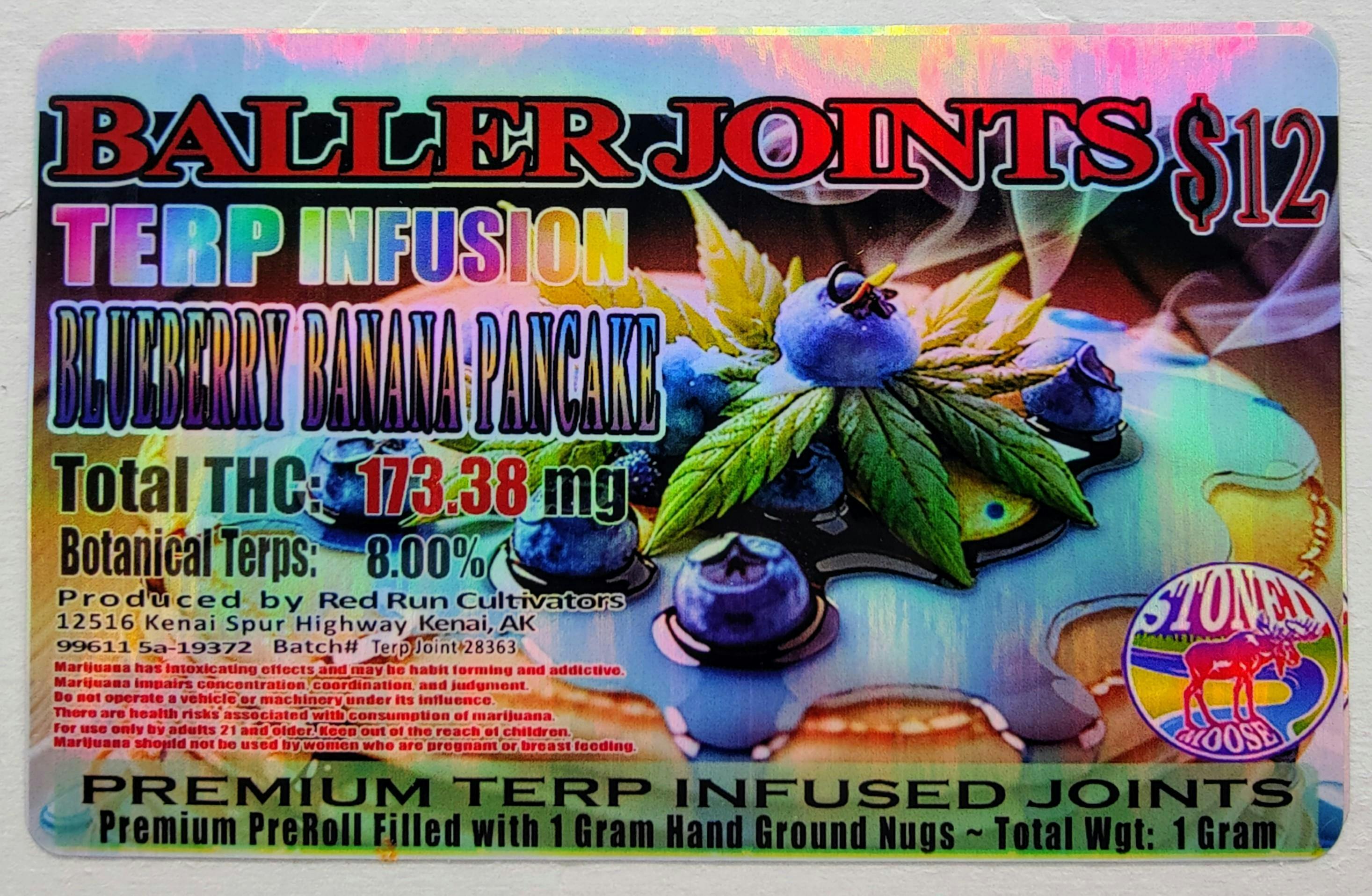 1g Blueberry Banana Pancake Terp Infused Pre Roll cannabis product