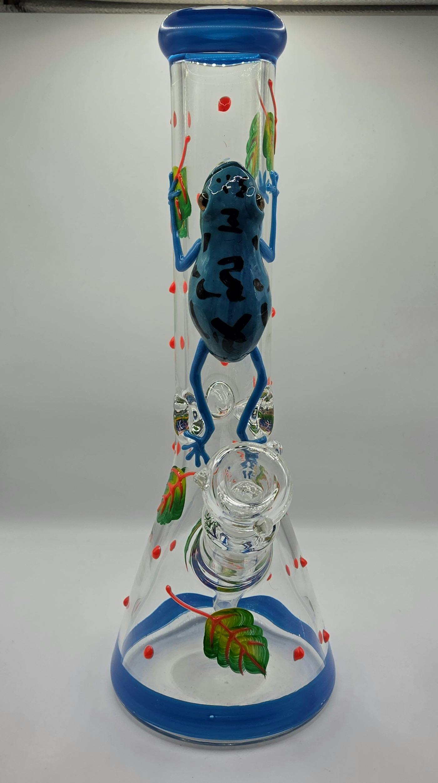 14 Inch 7mm Beaker Glow In The Dark Frogged
