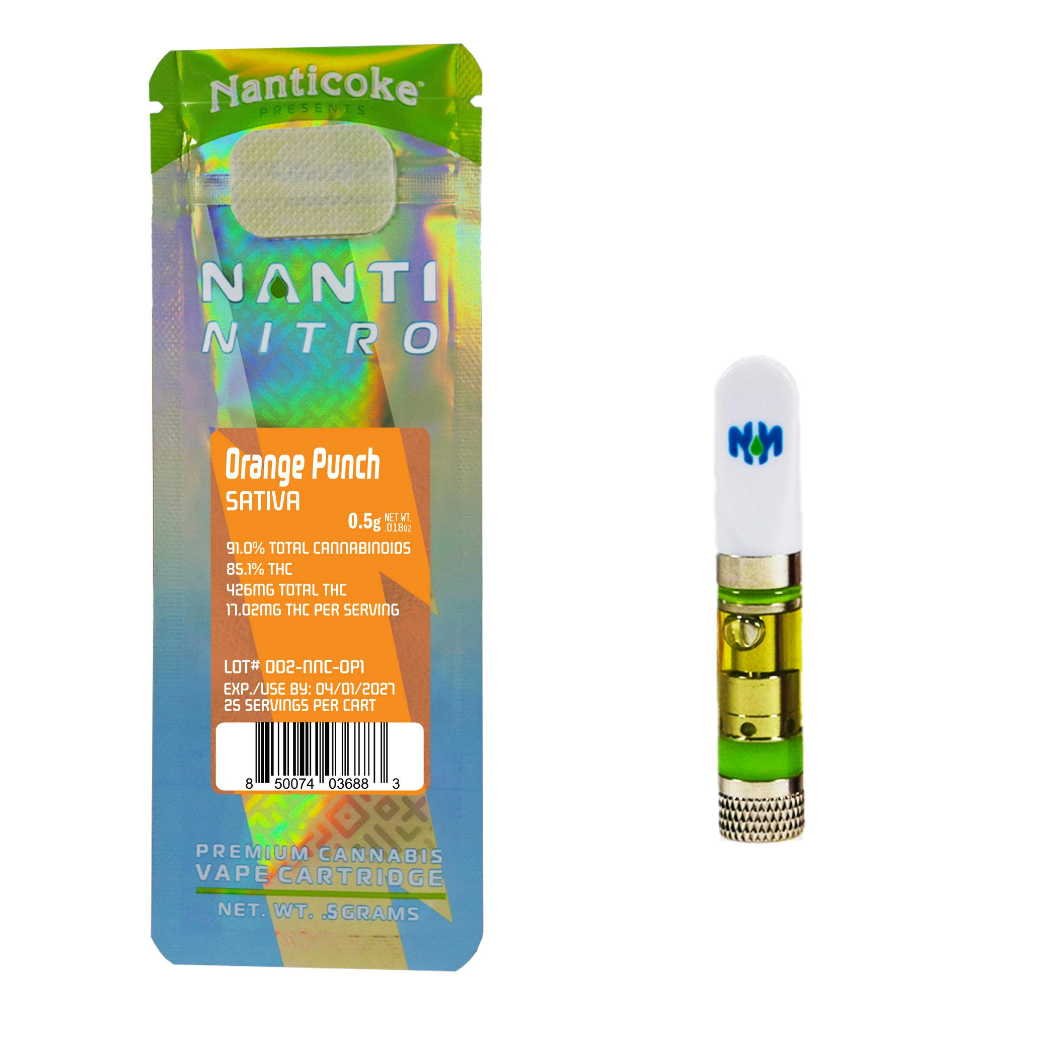 Nanti Nitro - Orange Punch - 510 Vape Cart at Just a Little Higher Cannabis - Troy (Formerly 420 Bliss)