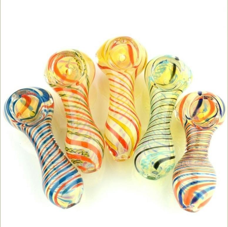 Hanna's Bomb Ass Glass - Single Color Spiral - 2.5" glass handpipe