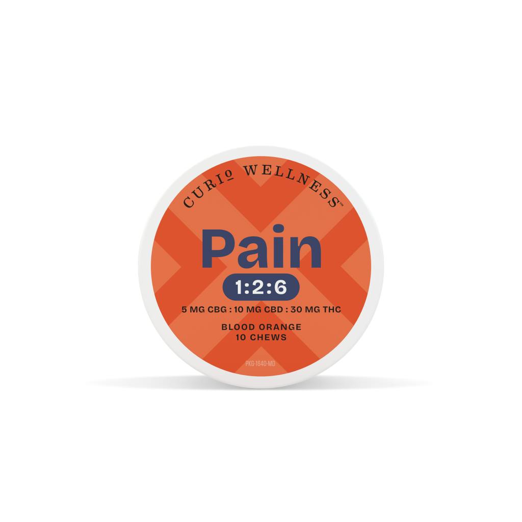 Pain by Curio Wellness Blood Orange 1:2:6 (CBG:CBD:THC) Chews 10pk / 300mg