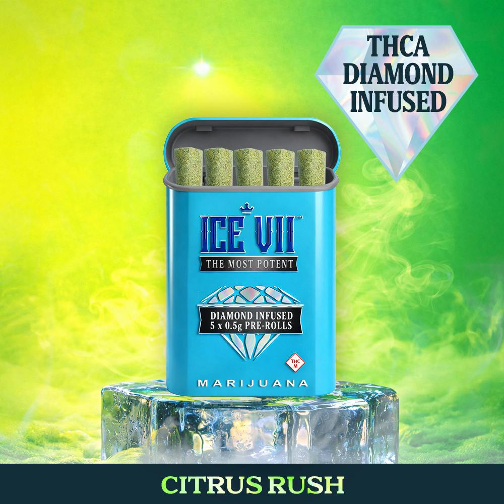 Ice VII: Infused Pre-Roll Pack | Citrus Rush x KC OG | 0.5g ea | 5pk
