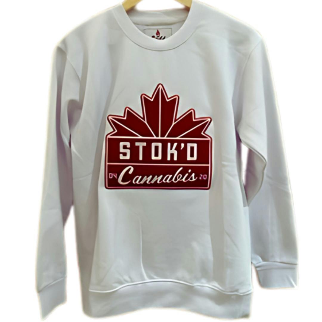 Stok'd | Cannabis Crewneck - White | XX-Large