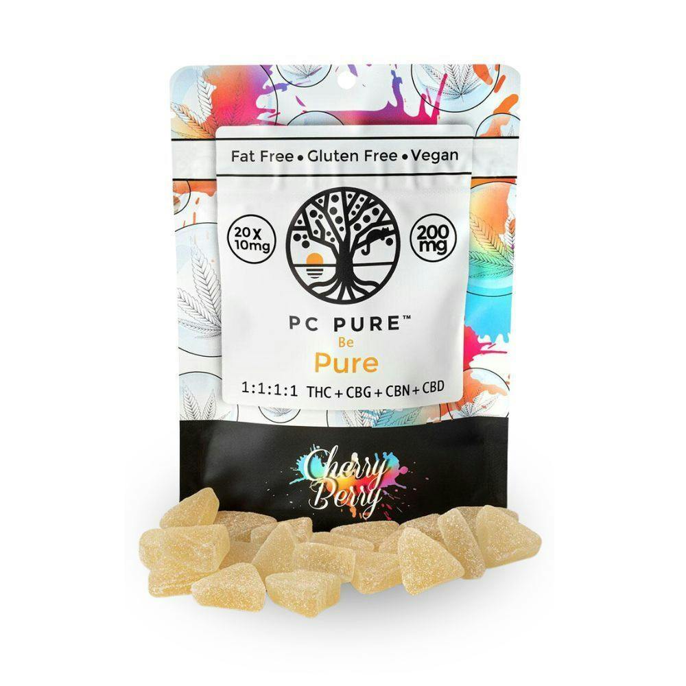 PC PURE | Edible | Gummies | 1:1:1:1 | THC:CBN:CBD:CBG | Cherry Berry