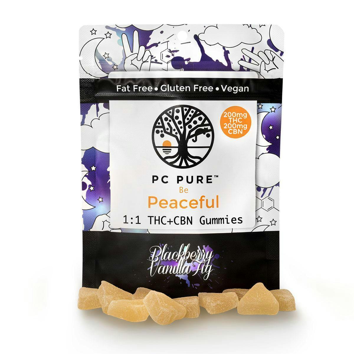 PC PURE | Edible | Gummies | Blackberry Vanilla Fig | 1:1 THC:CBN