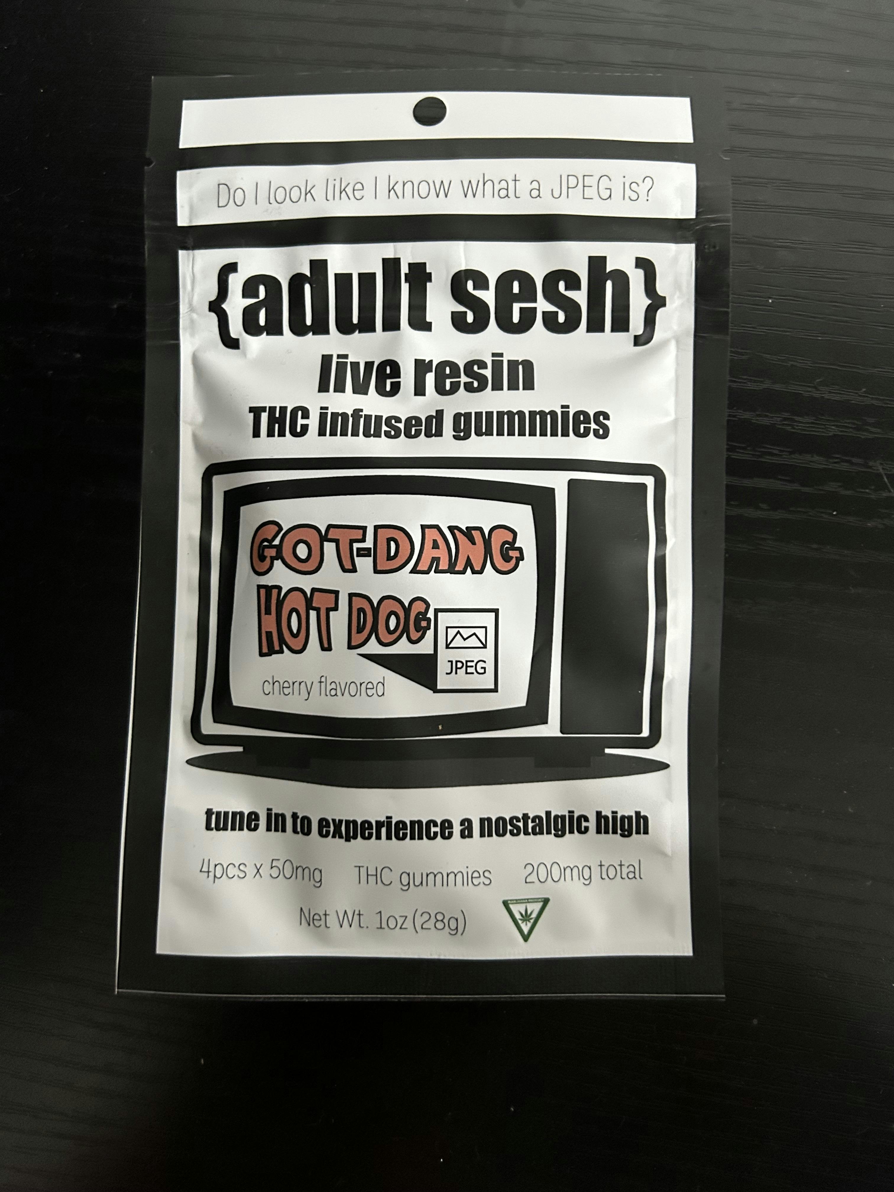 Adult Sesh - Cherry - 200mg Live Resin Gummies (4x50mg) at Nirvana Cannabis - Menominee