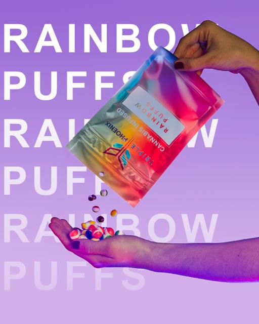 Triple Phoenix Rainbow Puffs Freeze Dried Skittles