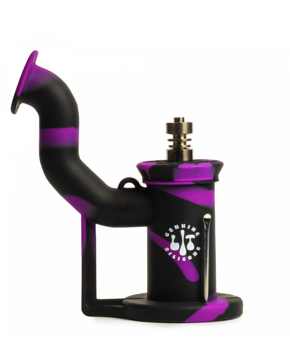 LIT Silicone Purple & Black Concentrate Bubbler W/Titanium Nail