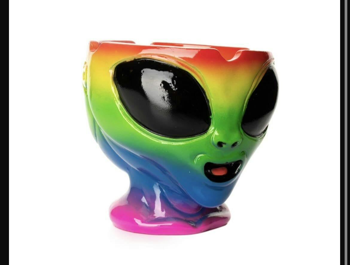 Multicoloured alien head ashtray