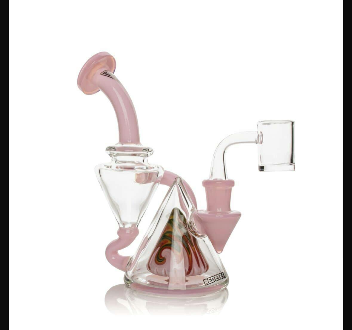 Red Eye Glass 7" Tall Pink Slyme Montage Recycler W/ Cone Perc & Built In Reclaimer *Limited Ed