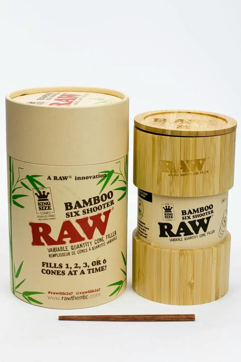 Raw bamboo six shooter for king size cones