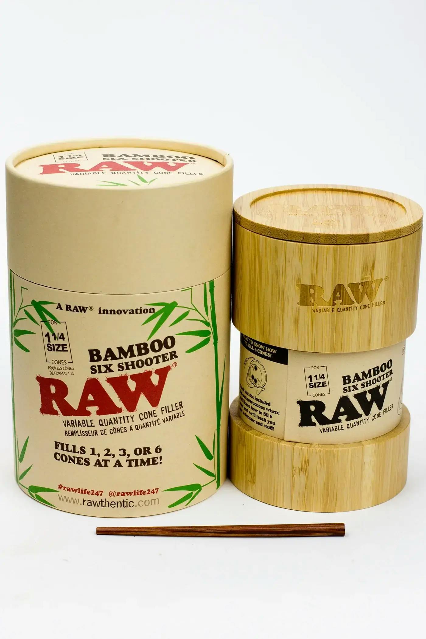 Raw bamboo six shooter for 1 1/4 size cones