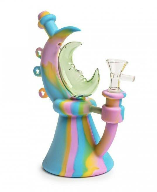 LIT Silicone 7.5" Tall Rainbow Moonrise Bubbler