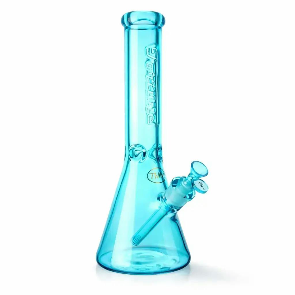 Fortune | 14" 7mm Engraved Color Beaker Bong Glass Bong-BLUE
