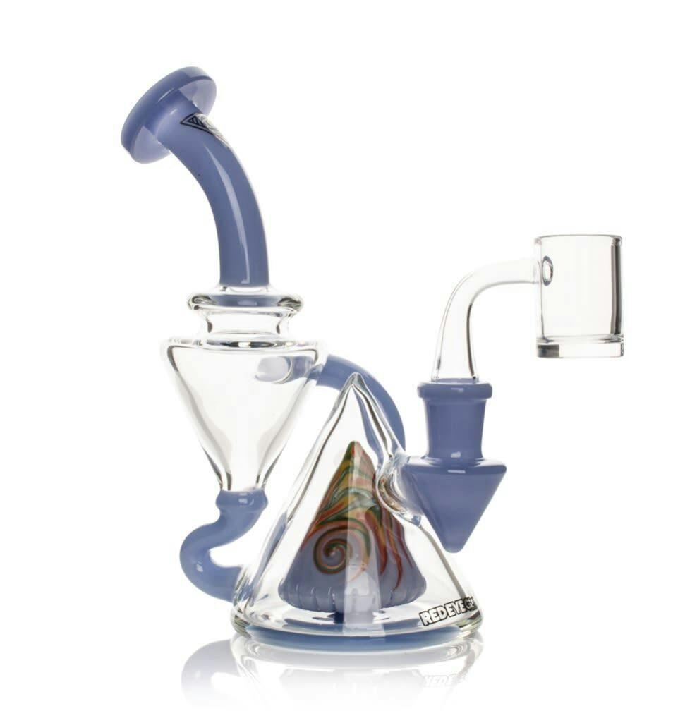 Red Eye Glass 7" Tall Periwinkle Montage Recycler W/ Cone Perc & Built In Reclaimer *Limited Ed*