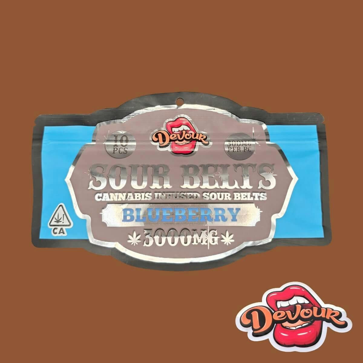 Devour 3000 mg Sour Belts- Blueberry