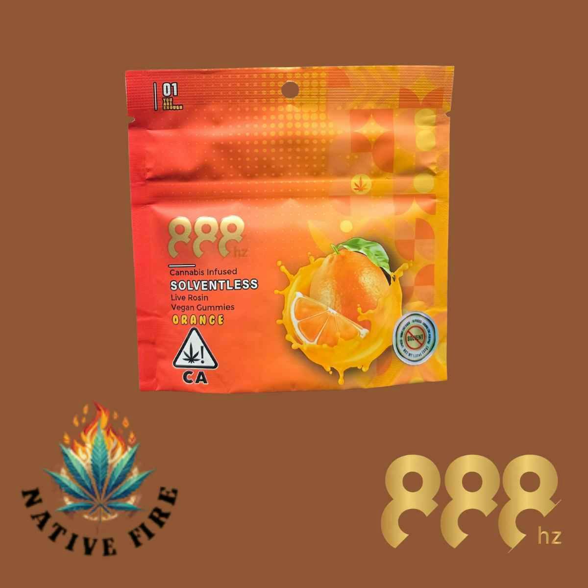 888 Cannabis 100mg-Live Rosin Gummies - Orange