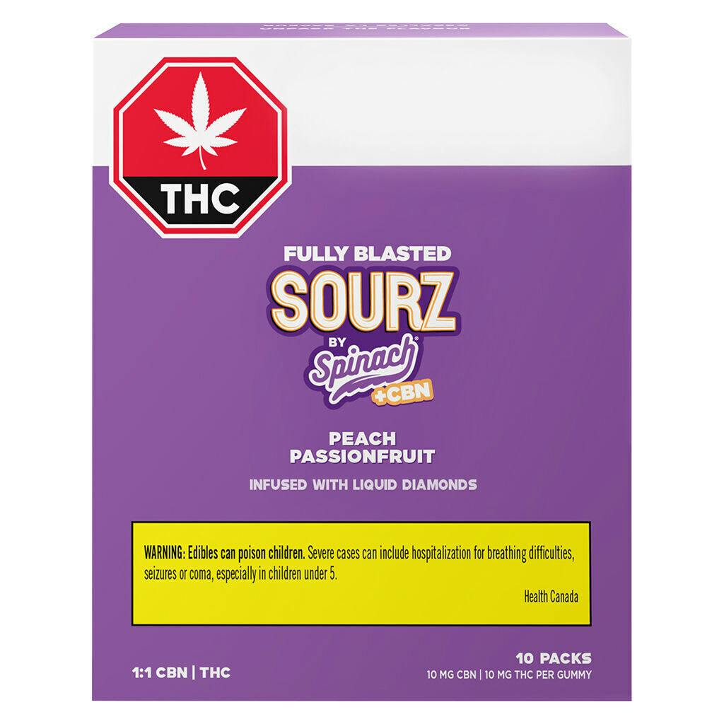 Fully Blasted Peach Passionfruit 1:1 CBN THC Gummies 10x1pk
