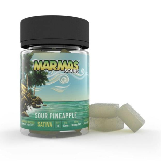 Sativa Sour Pineapple Fruit Bites 100mg - Marmas