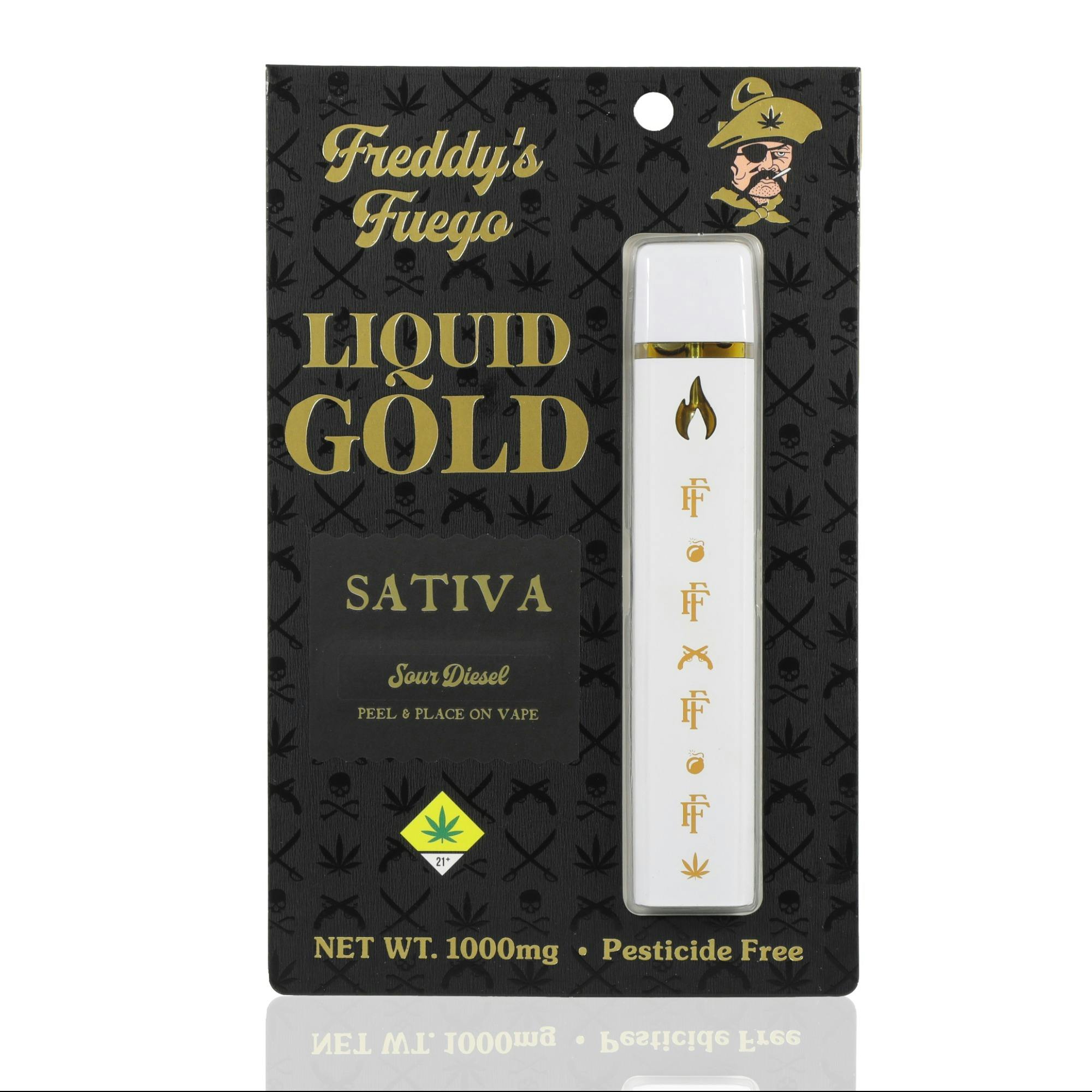 Sour Diesel Liquid Gold Distillate All-In-One Disposable 1g - Freddy's Fuego