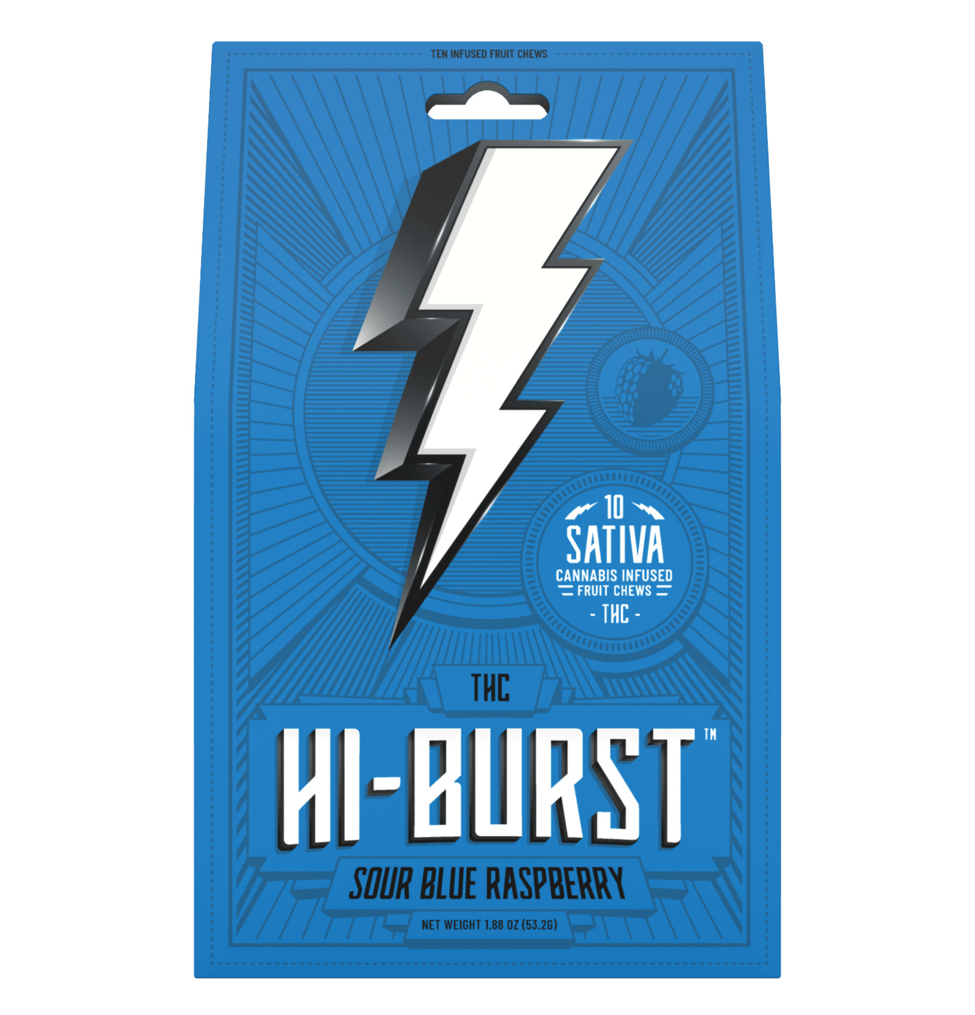 Sativa Sour Blue Raspberry Lemonade Fruit Chews 100mg - Hi-Burst