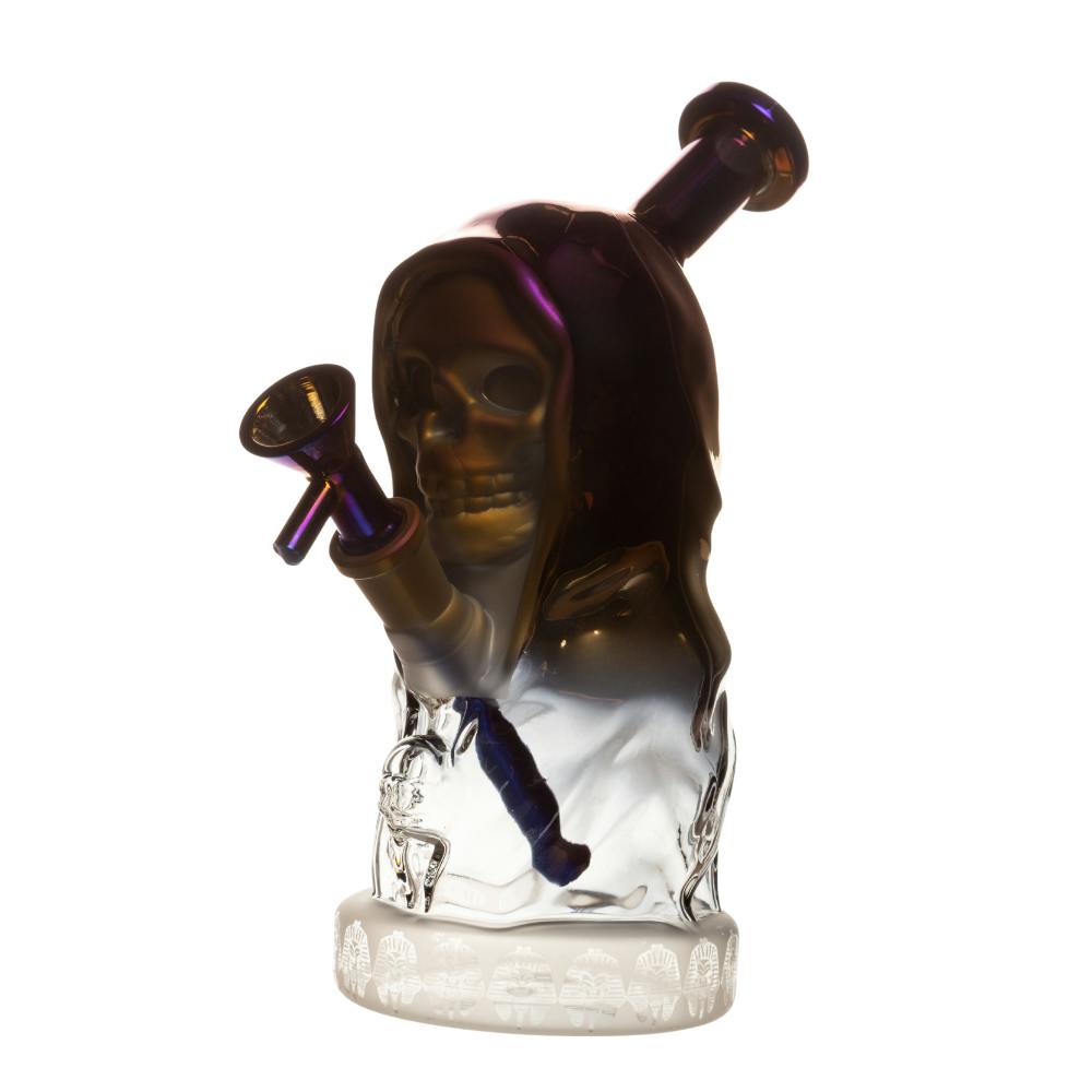 Chromatic Electroplated Skull Glass Bong - Purple