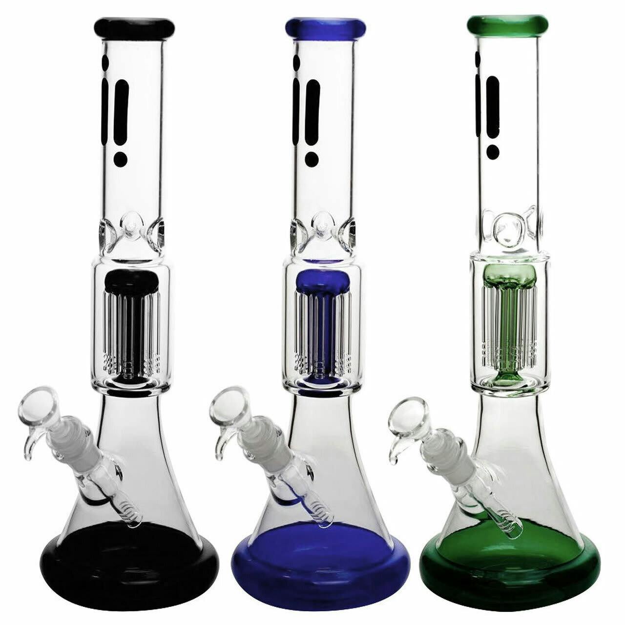 Infyniti 14" Beaker Lip Base Colour Accents with 8-Arm Tree Perc & Ice Pinch - BLACK