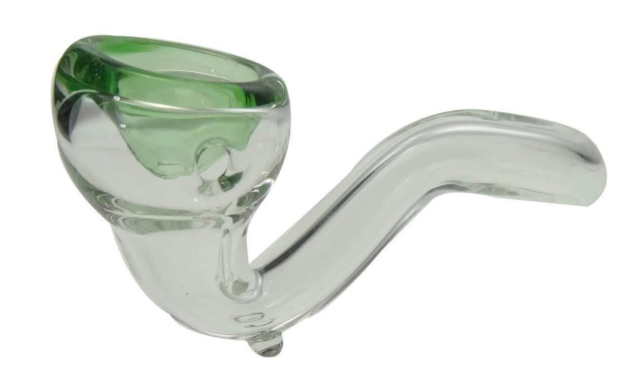 Mini Glass Pipe Clear Sherlock w/ Colored Bowl - Mini Glass Pipe Clear Sherlock w/ Colored Bowl