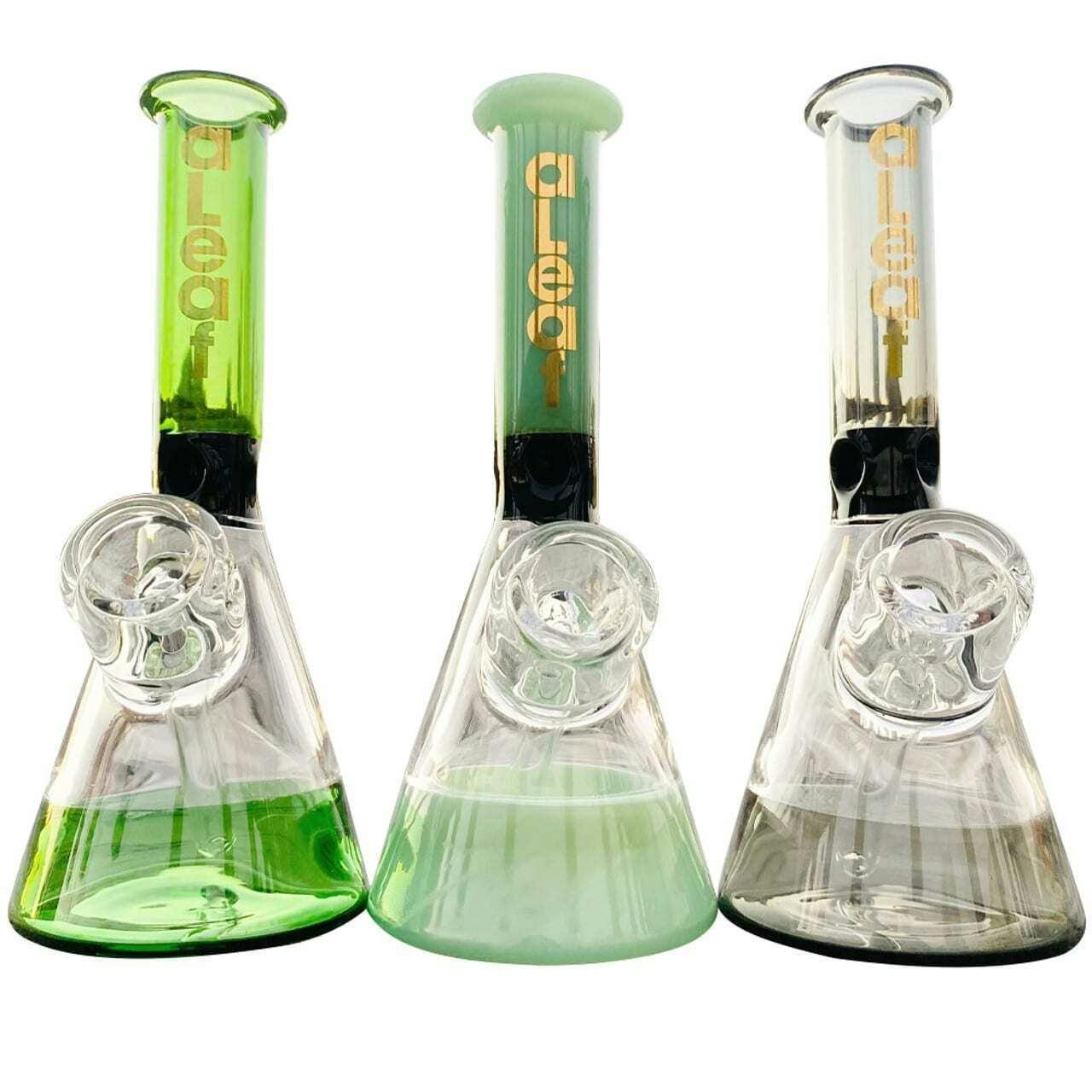 aLeaf 6" Built-In-Bowl Beaker Two-Tone with Ice Pinch - 6" Bong Green
