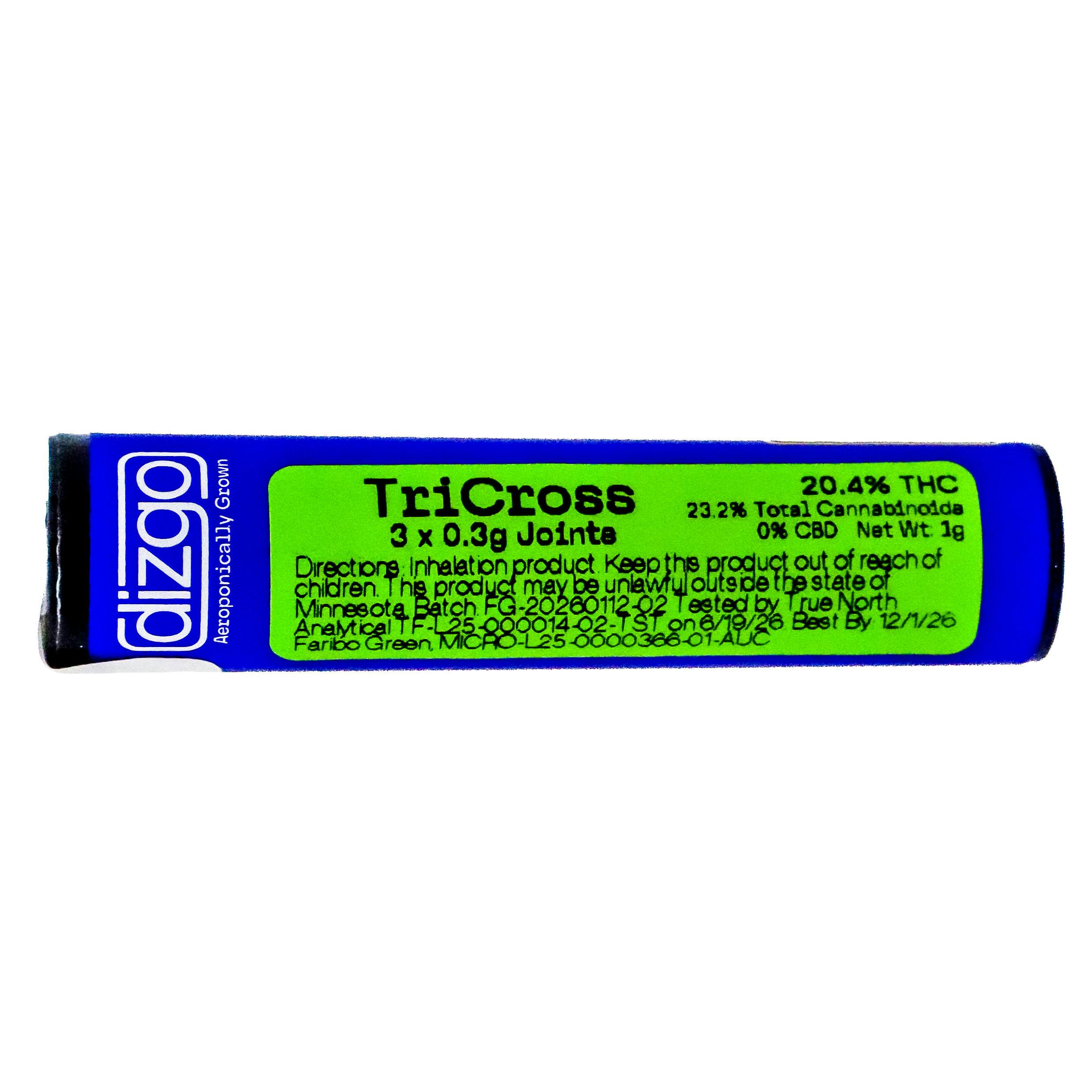 DZG TriCross Preroll 3pk 1g 5555633266 cannabis product
