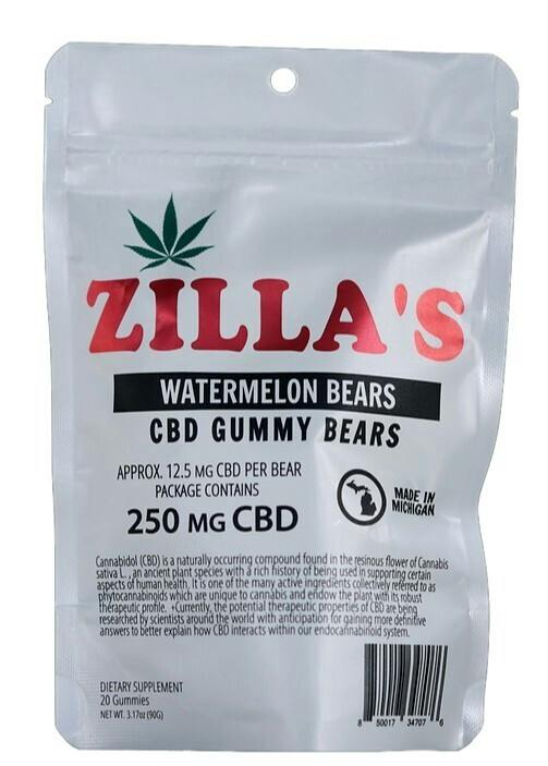 CBD | Watermelon Gummy Bears 250mg | Zilla's