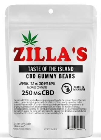 CBD | Taste Of the Island Gummy Bears 250mg | Zilla's