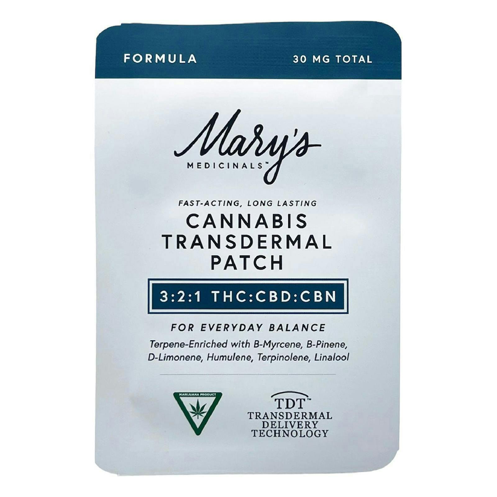 Mary's Medicinals: Transdermal Patch | 3:2:1 | 15mg THC : 10mg CBD : 5mg CBN