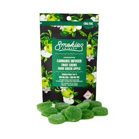 Smokiez Fruit Chews Sour Green Apple CBG-THC 1:1 100mg